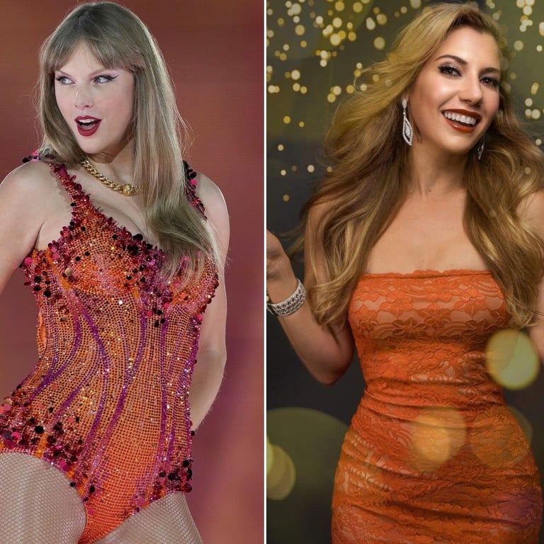 Former Las Vegas showgirl Maren Flagg aka Maren Wade (right) is suing Taylor Swift over the latter’s The Life of a Showgirl album title. Photos: AP Photo, @marenwade/Instagram
