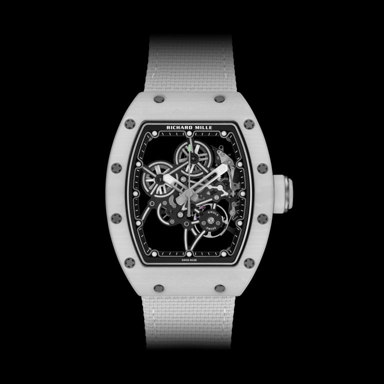 The new Richard Mille RM 55-01 Manual Winding comes in three colours including in White Quartz TPT. Photo: Handout