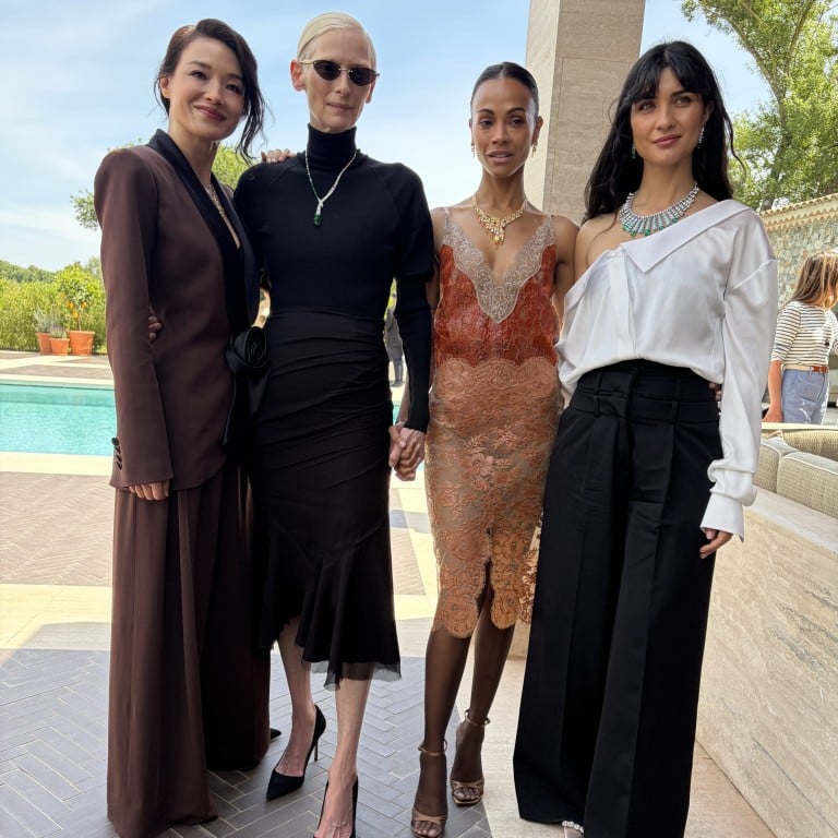 Shu Qi, Tilda Swinton, Zoe Saldaña and Tuba Büyüküstün at the unveiling of Cartier’s Le Chœur des Pierres high jewellery collection in  Saint-Tropez. Photo: Vincenzo La Torre