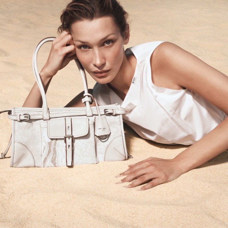 Bella Hadid with her Bonnie bag from Prada’s spring/summer 2026 collection. Photo: Handout
