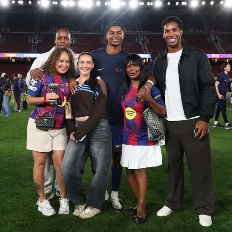 Marcus Rashford with his family and Lucia Loi last month. Photo: @marcusrashford/Instagram