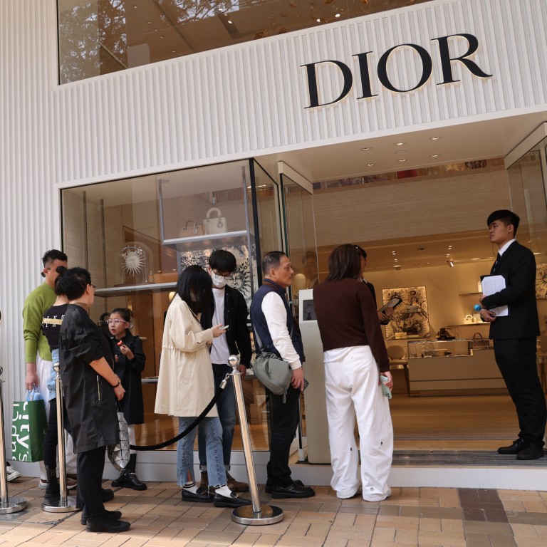 Shoppers queue outside a Dior boutique on Canton Road in Tsim Sha Tsui, Hong Kong, in 2024. The luxury market has cooled down recently, but is predicted to make a comeback by 2030. Photo: Jelly Tse