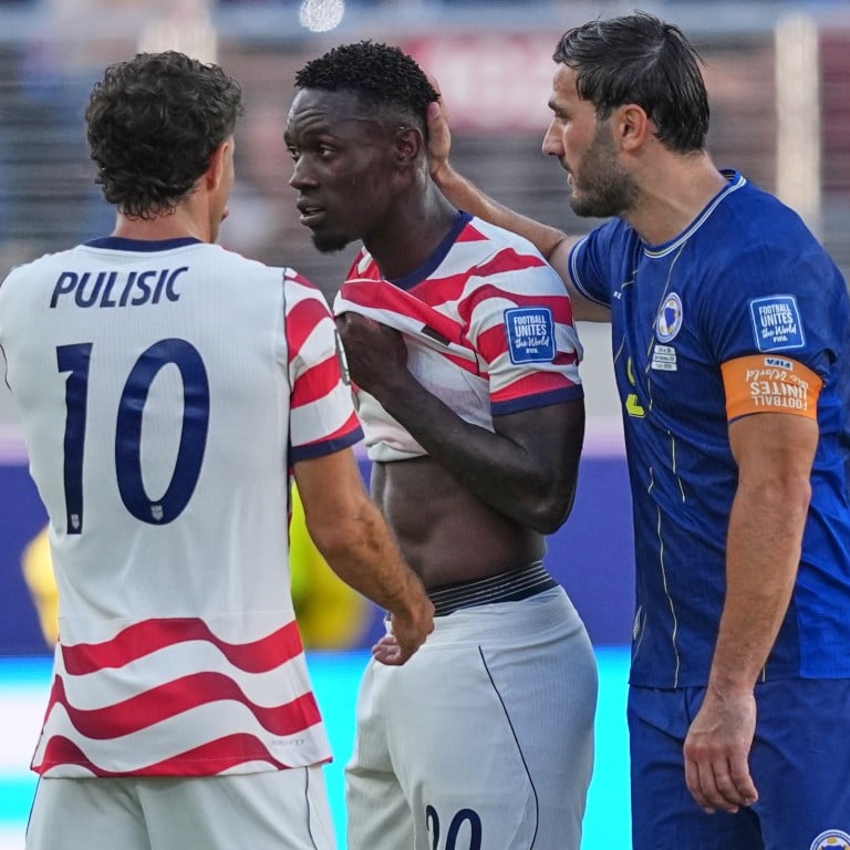 Folarin Balogun (centre) is sent off the field during the World Cup 2026 match between the United States, and Bosnia and Herzegovina, on July 1. Photo: AP Photo