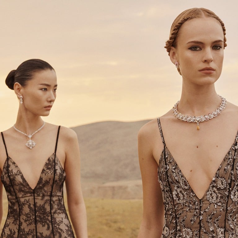 The Victory pendant and necklace on display at Louis Vuitton’s high jewellery presentation of Mythica in the deserts of Marrakech. Photo: Handout