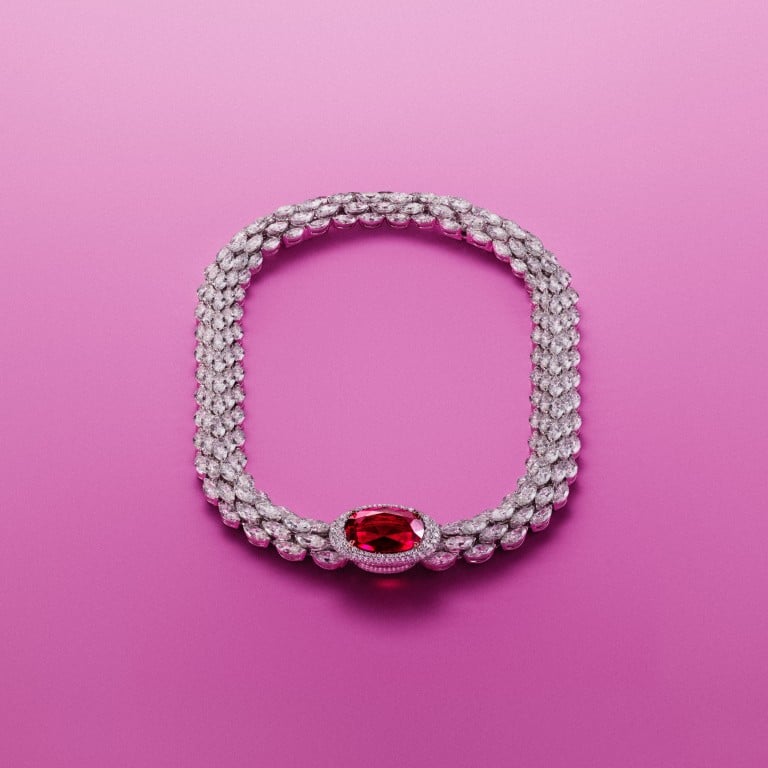 Python Rubellite necklace from Messika’s high jewellery collection, Terres de Contrastes. Photo: Handout
