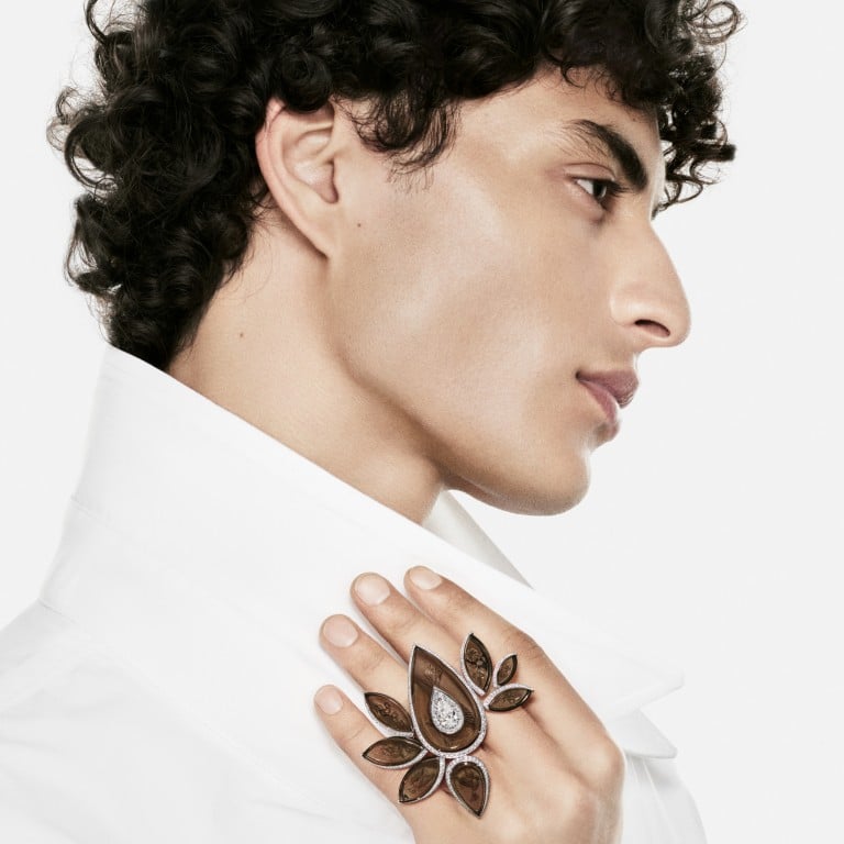 A smoky quartz ring from the Tattoo chapter of Boucheron’s Carte Blanche 2026 collection, Human Being. Photo: Handout