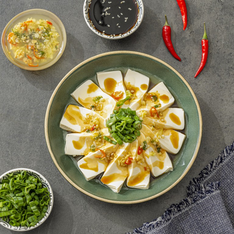 Steamed with garlic, soy sauce and chillis is a classic way to enjoy tofu in Chinese cuisine. Photo: Sunrise Soya Foods