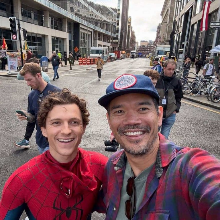 Director Deston Daniel Cretton with Tom Holland on the set of Spider-Man: Brand New Day. Photo: @destindaniel/Instagram
