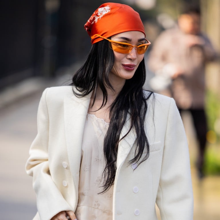 Heart Evangelista makes head-scarf chic look effortless at Paris Fashion Week in March. Photo: Getty Images