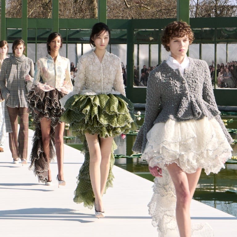 Jonathan Anderson's puffy mini skirts with long trains were the stars of Dior's fall/winter 2026-27 show held in the Tuileries Garden in Paris in March. Photo: Handout
