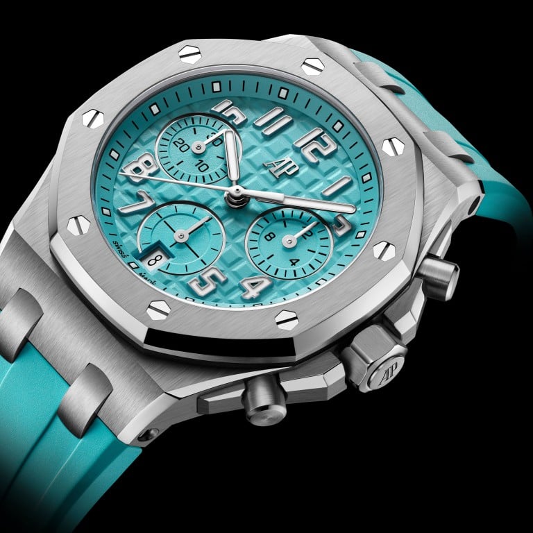Audemars Piguet 37mm Royal Oak Offshore Selfwinding Chronograph in turquoise. Photo: Handout