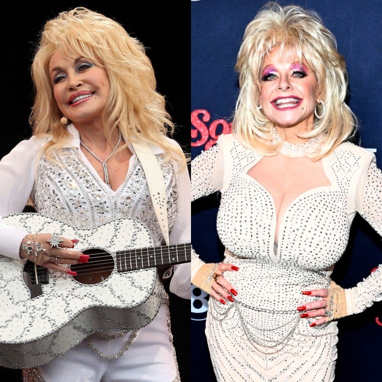 Dolly Parton tribute artist Kelly Vohnn (right) was mistaken for the legendary singer during a CNN broadcast. Photo: Reuters, Getty Images