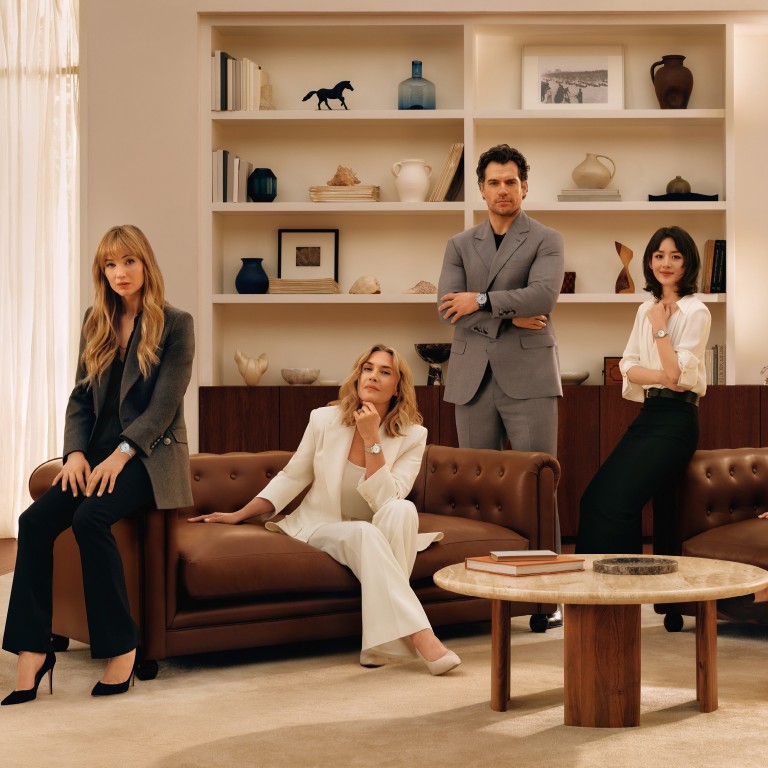 Longines’ ambassadors of elegance (from left), Jennifer Lawrence, Kate Winslet, Henry Cavill, Zhao Liying, Eddie Peng and Yosh Yu (Yu Shi). Photo: Handout