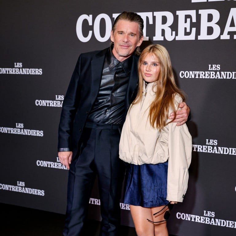 Ethan Hawke and his youngest daughter Indiana Hawke attend the Les Contrebandiers photocall in Paris on September 7. Photo: Getty Images