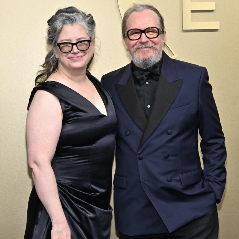 British actor Gary Oldman and his wife, Gisele Schmidt, at the 78th Emmy Awards in Los Angeles on September 14. Photo: AFP