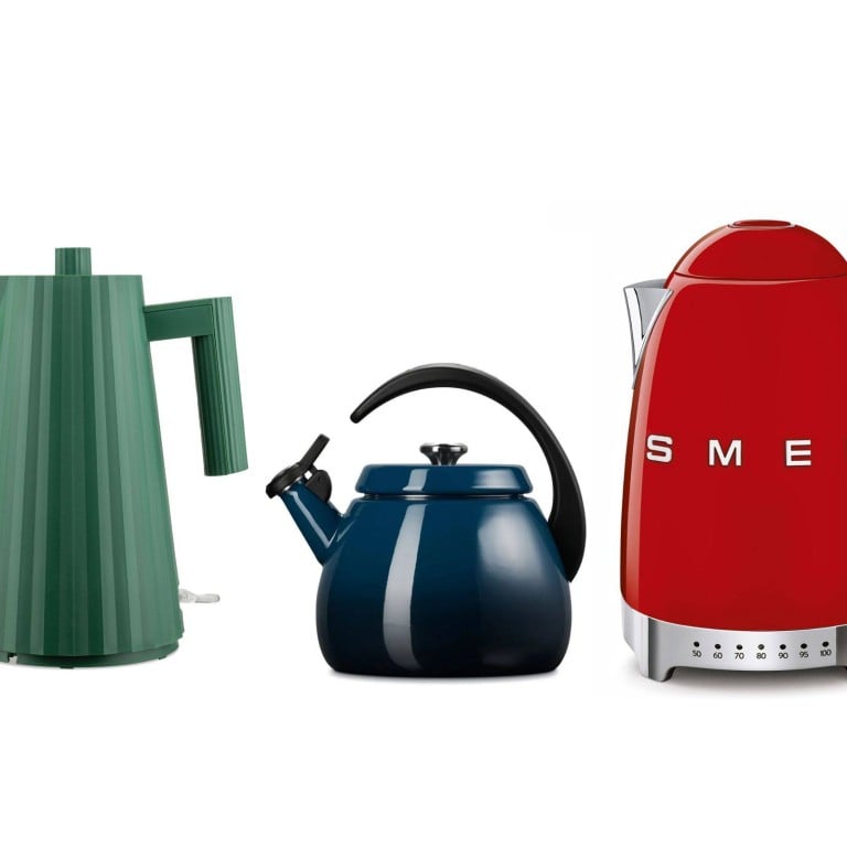 (From left) Statement kettles from Alessi, Le Creuset and Smeg bring colour and style to the kitchen. Photos: Handout
