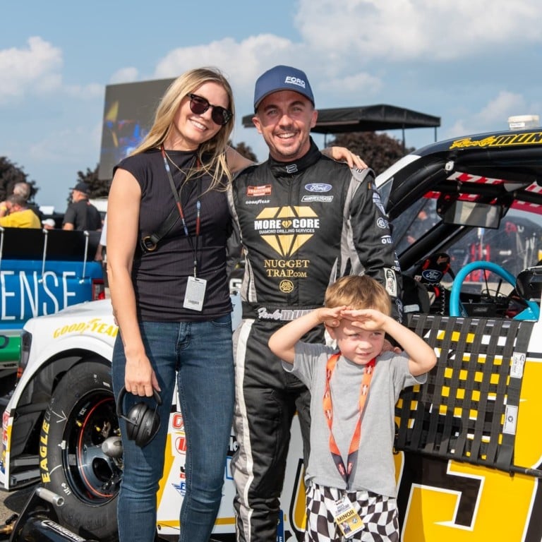 Frankie Muniz with Paige Price and their son Mauz at Watkins Glen International in 2025. Photo: @frankiemuniz4/Instagram