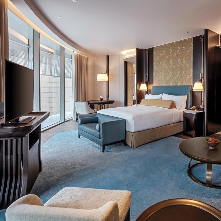 A deluxe suite at the keenly designed Waldorf Astoria Bangkok, Thailand.