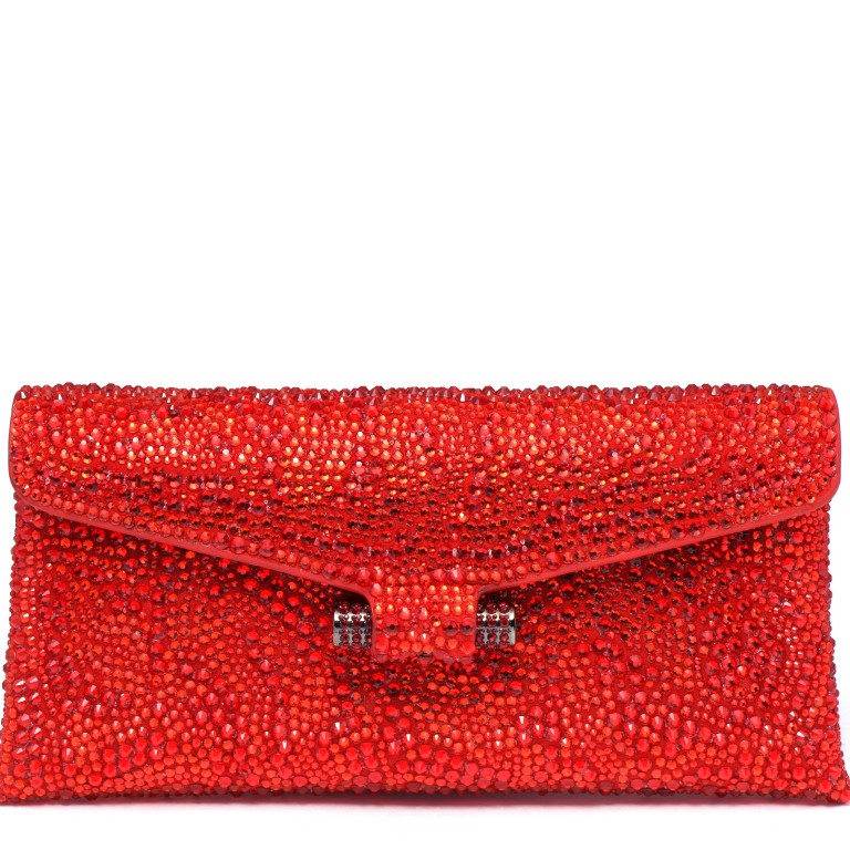 The candy apple red statement clutch bag, DANIKA ASTRAL, by Stuart Weitzman.