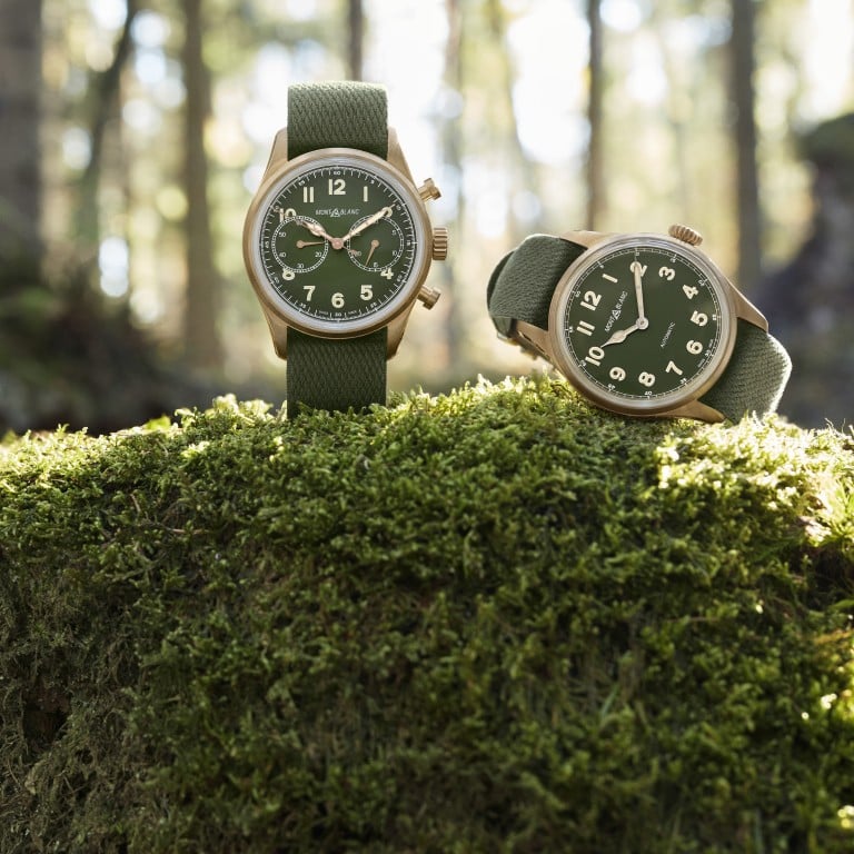 Montblanc’s new 1858 timepieces feature bronze cases paired with green dials.