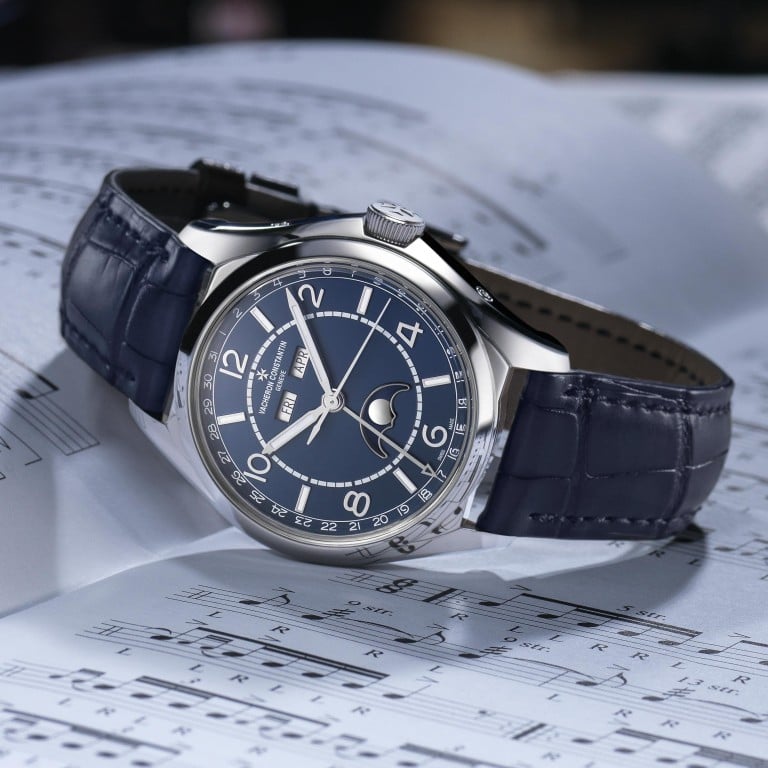 Vacheron Constantin’s Fiftysix Complete Calendar Moonphase watch with the new Petro Blue dial.