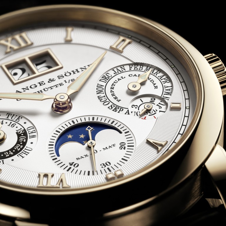 The beautiful dial details of A. Lange & Söhne's Langematic Perpetual Honeygold