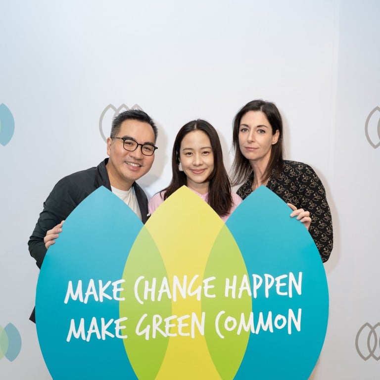 David Yeung (left), Karena Lam and Mary McCartney at a Green Monday event.