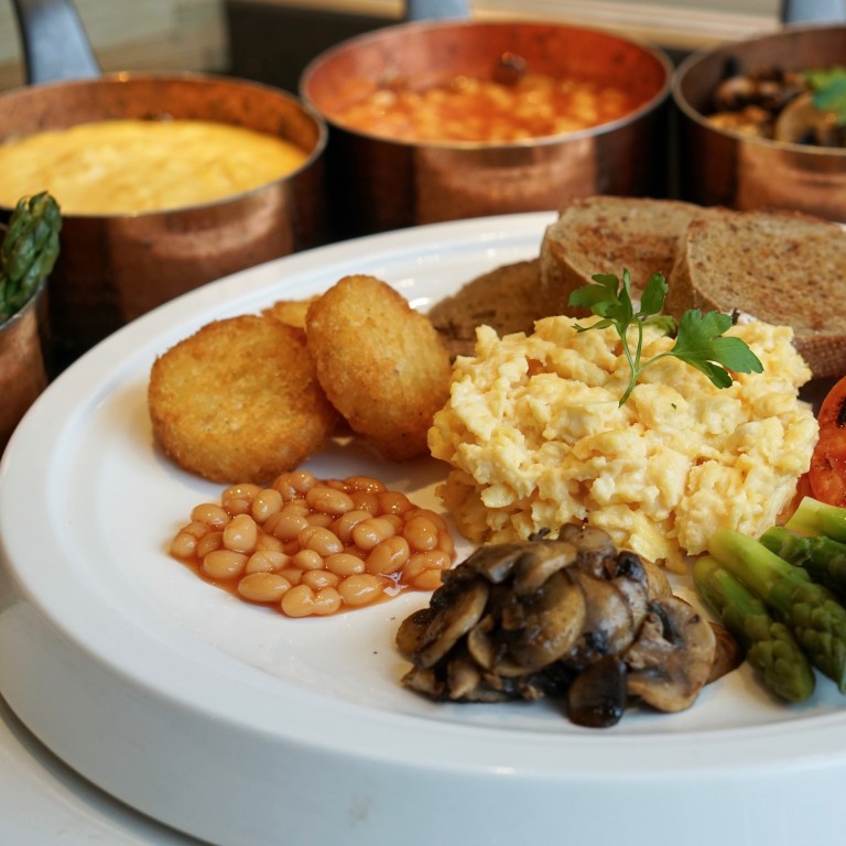 Scrambled vegan JUST eggs, made of mung beans, turmeric and canola, at Novotel Singapore On Stevens.