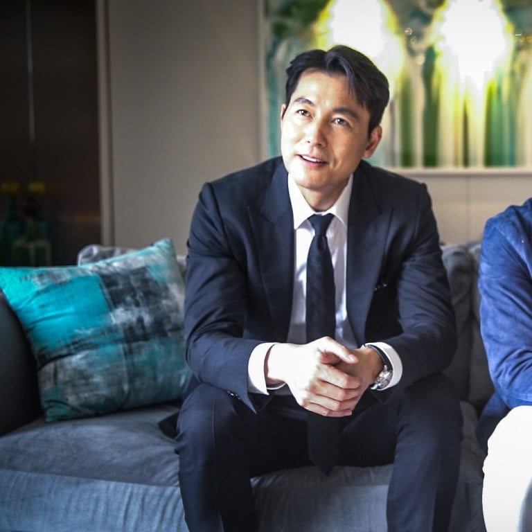 South Korean actors Jung Woo-sung and Lee Jung-jae on a visit to Hong Kong where they attended Art Basel.