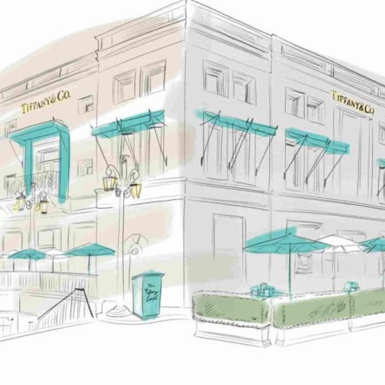 A sketch of the pop-up cafe at Tiffany’s, on Rodeo Drive in Beverly Hills, Los Angeles, which will open to serve breakfast on May 4 and 5. Source: Tiffany & Co.