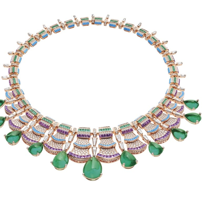 Bulgari’s Wild Pop High Jewellery necklace features emeralds