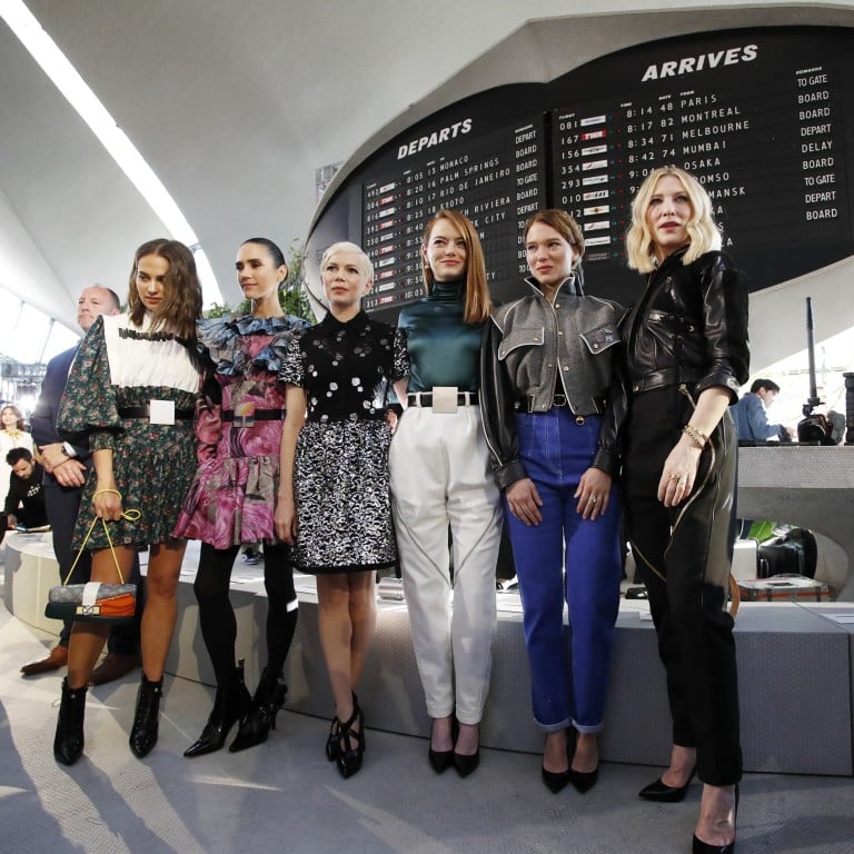 Jennifer Connelly, Emma Stone and Cate Blanchett pose at JFK for Louis