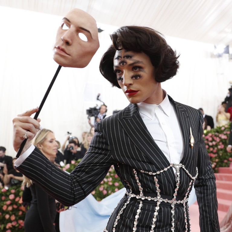 American actor and singer Ezra Miller arrives on the red carpet for the 2019 Met Gala in New York with make-up artist Mimi Choi’s handiwork of proving the optical illusion of multiple eyes clearly evident. Photo: EPA-EFE
