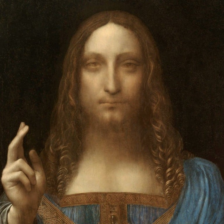 Part of the painting Salvator Mundi, attributed to to the artist Leonardo da Vinci