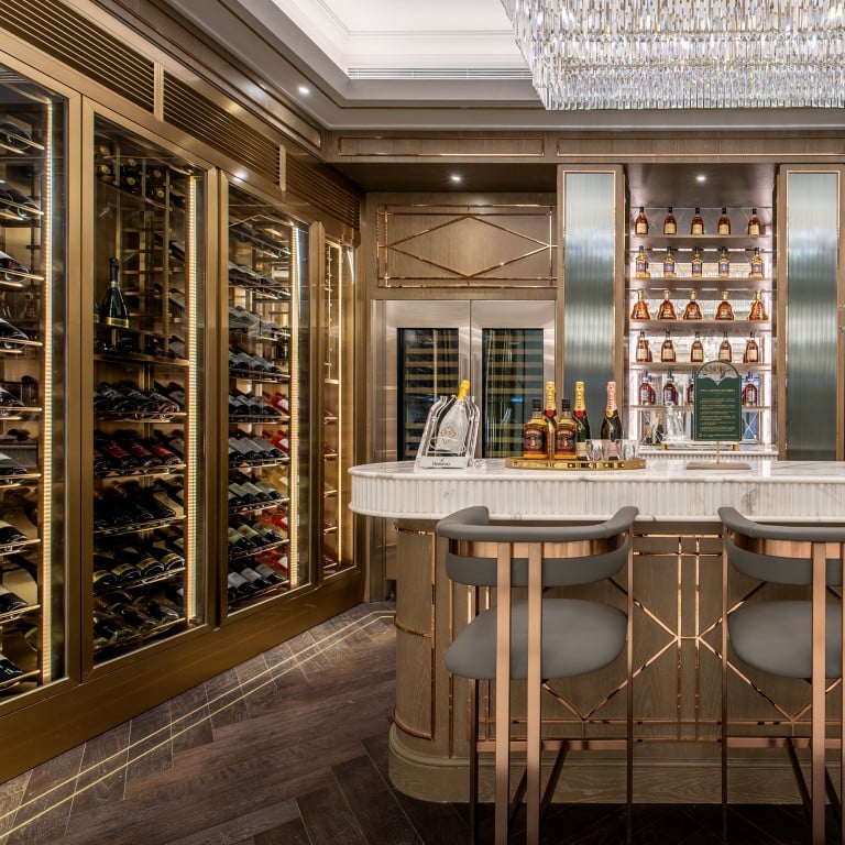 The wine cellar at a medium-sized villa designed by Wilson Associates for the Huafa Group. About 10,000 homes were sold in the nine Greater Bay Area cities last year and many Hongkongers are hoping the completion of the Hong Kong-Macau-Zhuhai bridge will boost their property prices.