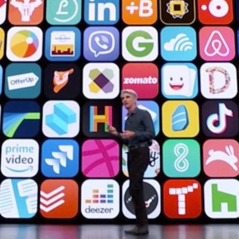 Craig Federighi, Apple’s senior vice-president of software engineering, talks during Apple’s Worldwide Developer Conference in San Jose, California on June 3. Photo: Apple