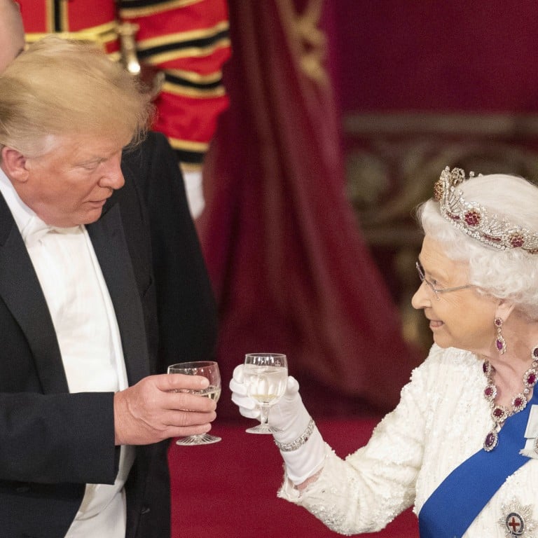 US President Donald Trump (left) and Britain’s Queen Elizabeth share a toast at Monday’s state banquet at Buckingham Palace, in London during his three-day state visit to Britain. Photo: AP