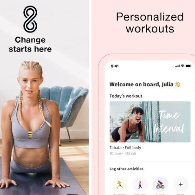 The fitness app 8fit features no-equipment workouts as well as nutrition guidance and meal plans. Photos: 8fit