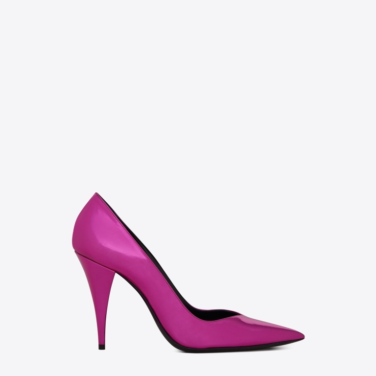 Kiki 100 pump in pink metallised leather