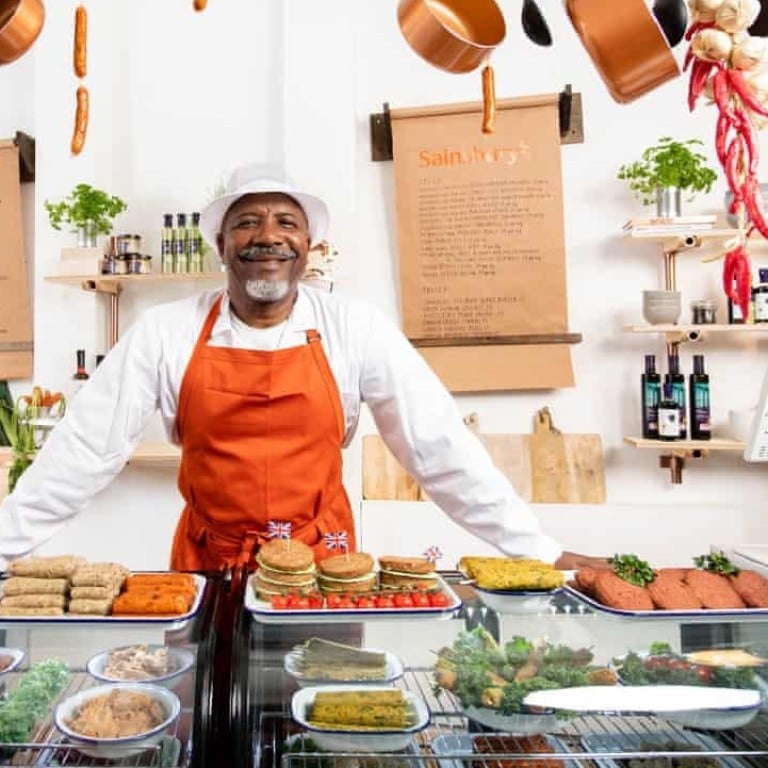 Anthony Maynard, one of the staff at the Sainsbury’s meat-free butcher’s shop – a three-day initiative by the British supermarket chain to show the wide selection of vegan foods now available – in Shoreditch, London. Photo: PA
