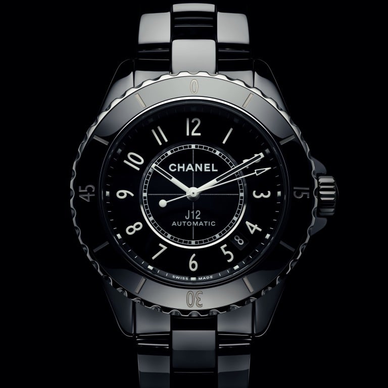 A black ceramic version of Chanel Watches’ J12 diving watch, which has been produced to mark the 20th anniversary of the launch of the luxury brand’s original J12 timepiece.