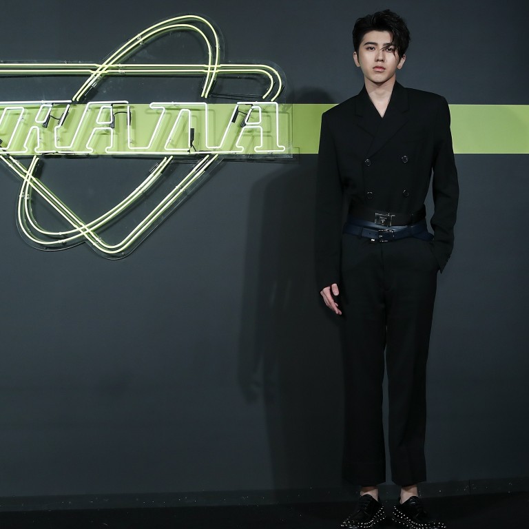 Cai Xukun, lead singer of the Chinese boy group, Nine Percent, looks dapper at Prada’s menswear spring/summer 2020 show after-party in Shanghai.