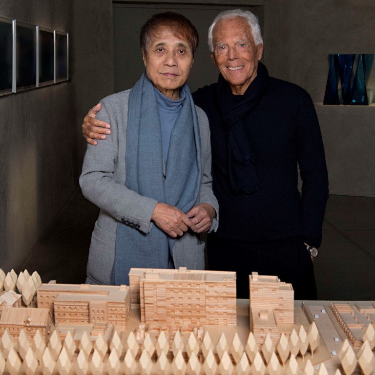 Japanese architect Tadao Ando (left), with Italian fashion designer, Giorgio Armani, has his work featured in the exhibition, ‘The Challenge – Tadao Ando’, at Armani’s fashion art museum, Armani/Silos, in Milan.