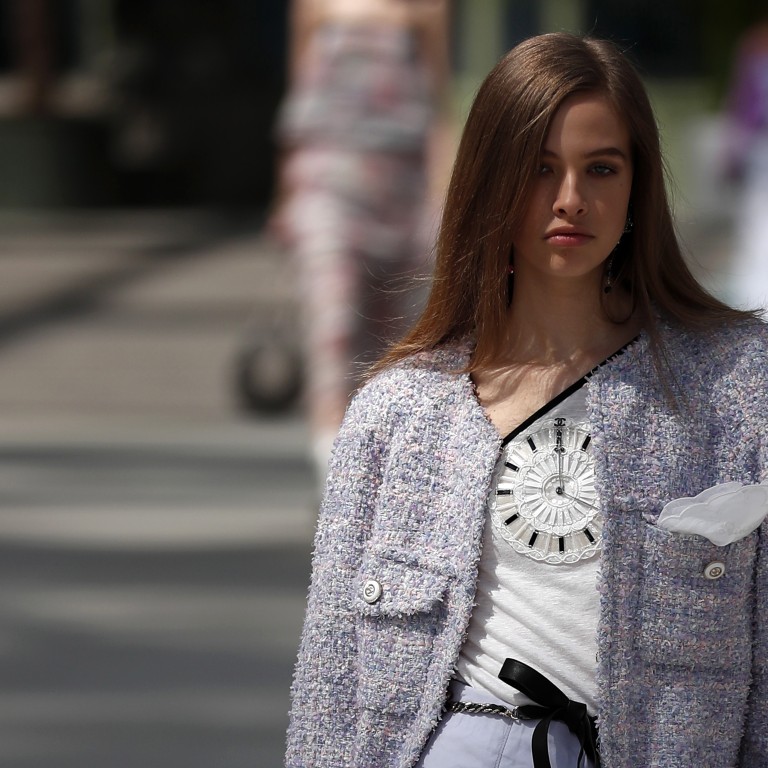 A model presents a creation from the Chanel Cruise collection 2019/20 at the Grand Palais in Paris. The collection will be presented in Hong Kong for the first time in November. Photo: EPA