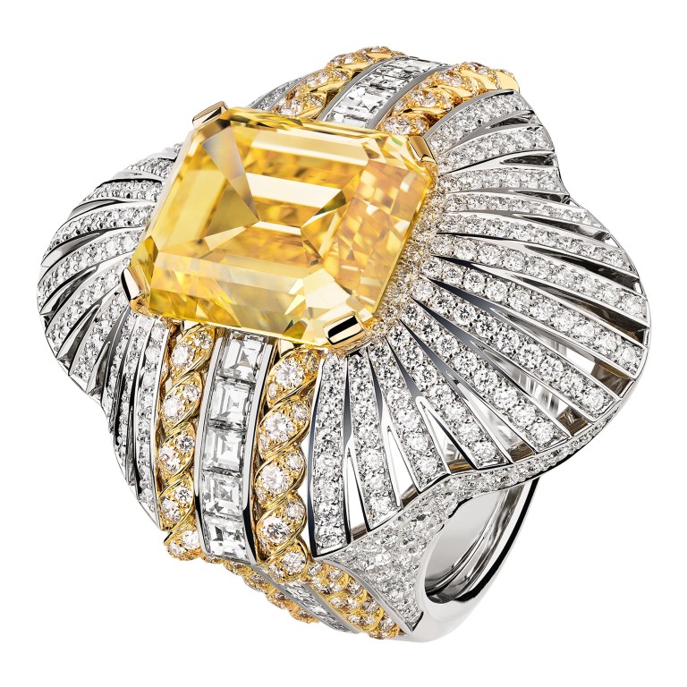 Chanel's Médaille Solaire ring, which includes white and yellow gold with diamonds, from the Le Paris Russe de Chanel collection. Photo: Chanel