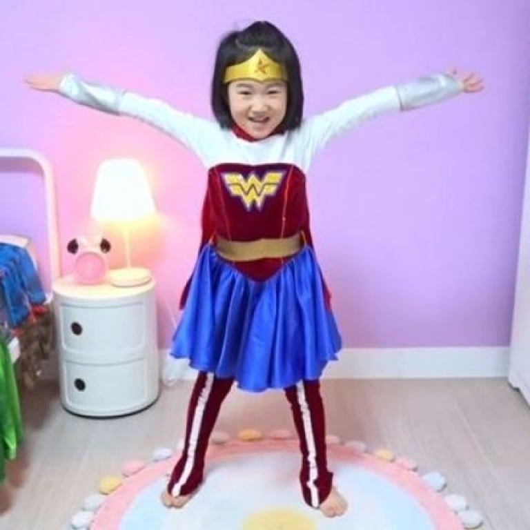 South Korean YouTuber Boram, 6, wears a Wonder Woman costume in her January video in which she becomes a superhero and saves her friends. The video has been seen more than 38 million times. Photo: Boram Tube Vlog
