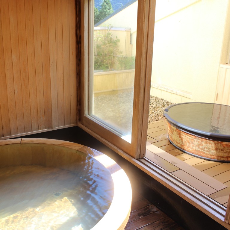 A private bath at Hakone Kowakien Yunessun – a huge amusement park that offers visitors 23 different hot spring baths.