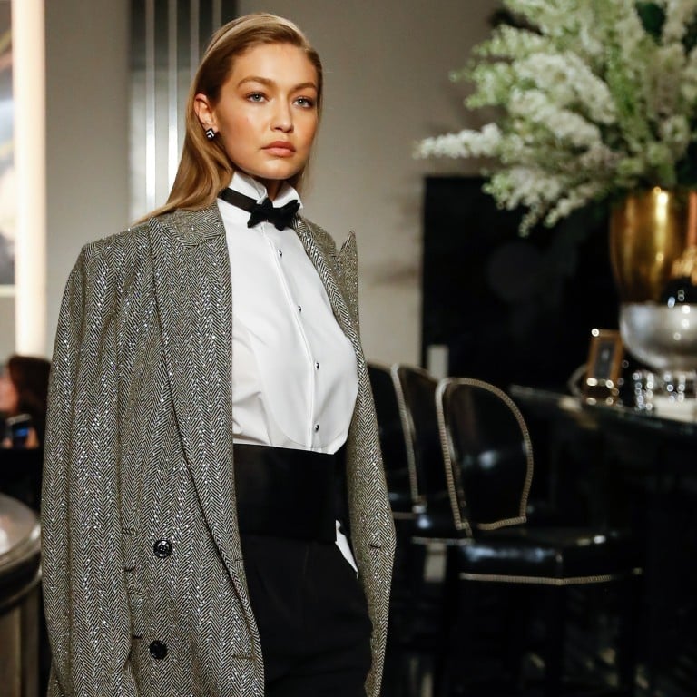 Gigi Hadid commands attention during Ralph Lauren’s autumn 2019 collection at New York Fashion Week. Photo: Getty Images/AFP