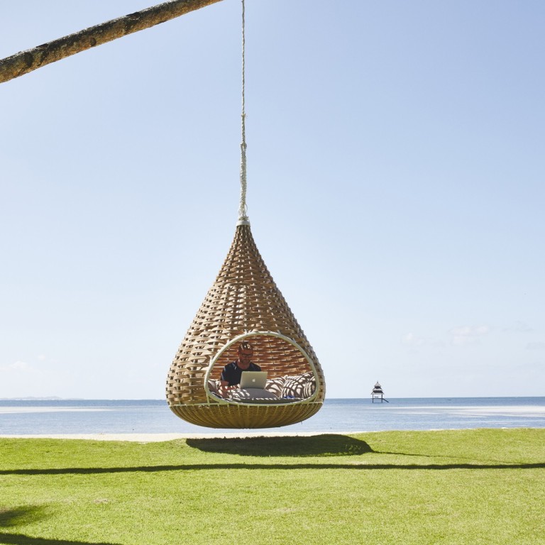 Hanging pods at the luxury holiday resort of Nay Palad Hideaway on the island of Siargo Island, in the Philippines – the perfect place to chill out.