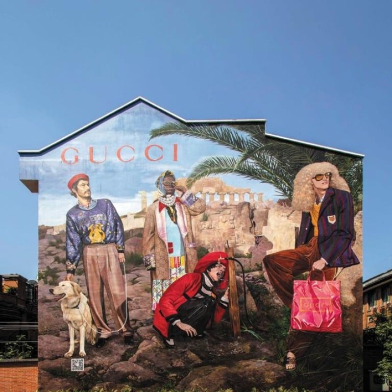 A Gucci art wall in Shanghai. The maison was one of the first luxury brands to adopt the Environmental Profit & Loss (EP&L) account, which monitors all GHG emissions in its business.